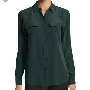 EQUIPMENT dark green silk blouse XS